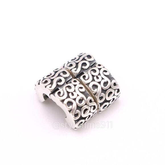 Two Authentic PANDORA Silver Swirls Clips Charms - 790338 - Picture 7 of 11